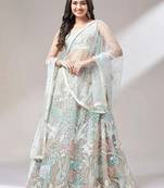 light green net embroidered lehenga choli with dupatta