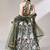 olive net embroidered lehenga choli with dupatta