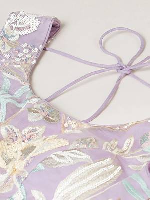 lavender net embroidered lehenga choli with dupatta 5