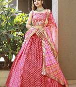 pink chiffon embroidered lehenga choli with dupatta