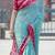 sky blue bandhani moss silk saree with unstitched blouse