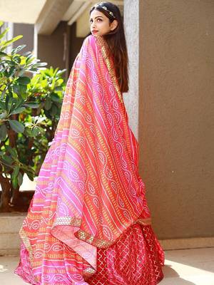 pink chiffon embroidered lehenga choli with dupatta 3
