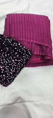 wine solid satin saree with unstitched blouse 2
