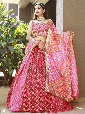 pink chiffon embroidered lehenga choli with dupatta 4