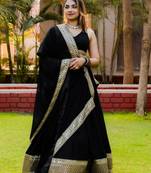 black georgette embroidered lehenga choli with dupatta