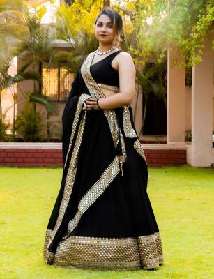 black georgette embroidered lehenga choli with dupatta 3