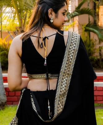 black georgette embroidered lehenga choli with dupatta 4