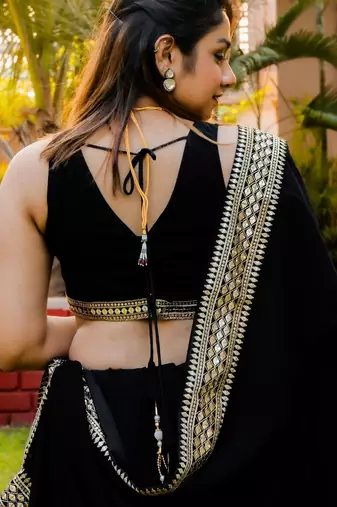 black georgette embroidered lehenga choli with dupatta