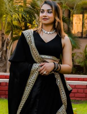 black georgette embroidered lehenga choli with dupatta 5