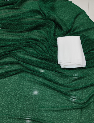 green bandhani georgette saree with unstitched blouse 3