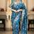 Teal blue woven art silk saree with blouse