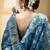 Teal blue woven art silk saree with blouse