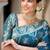 Teal blue woven art silk saree with blouse