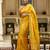 Mustard yellow woven art silk saree with blouse