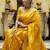 Mustard yellow woven art silk saree with blouse