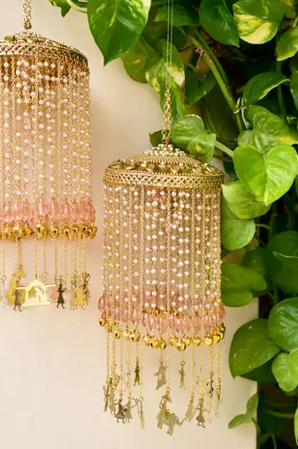 Chandelier pink stones baraat charms kaleera - set of 2 pieces