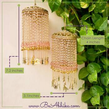 Chandelier pink stones baraat charms kaleera - set of 2 pieces 2