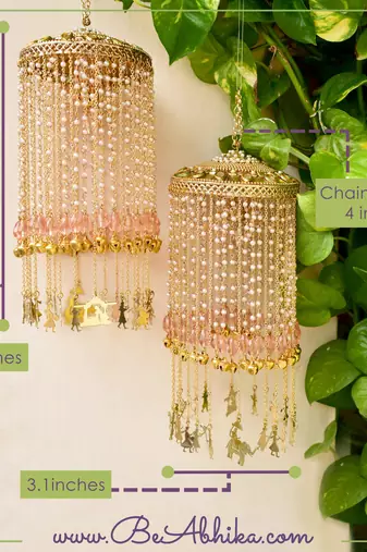 Chandelier pink stones baraat charms kaleera - set of 2 pieces