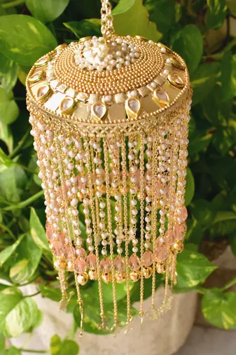 Chandelier pink stones baraat charms kaleera - set of 2 pieces