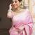 Baby pink woven art silk saree with blouse