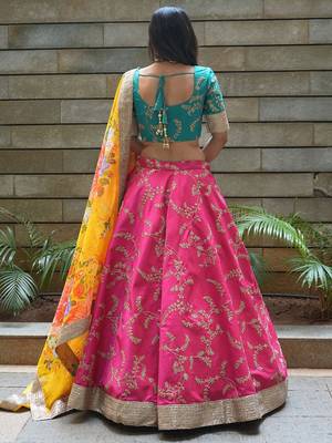 pink art silk embroidered lehenga choli with dupatta 3