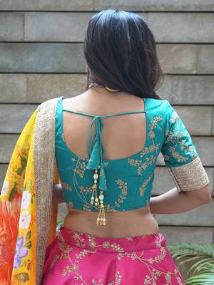 pink art silk embroidered lehenga choli with dupatta 4