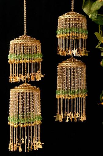 Double layer mint green stones baraat kaleera - set of 2 pieces