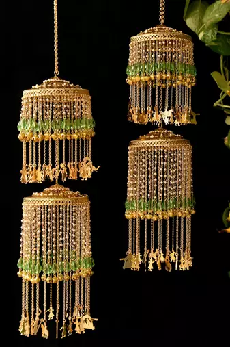Double layer mint green stones baraat kaleera - set of 2 pieces