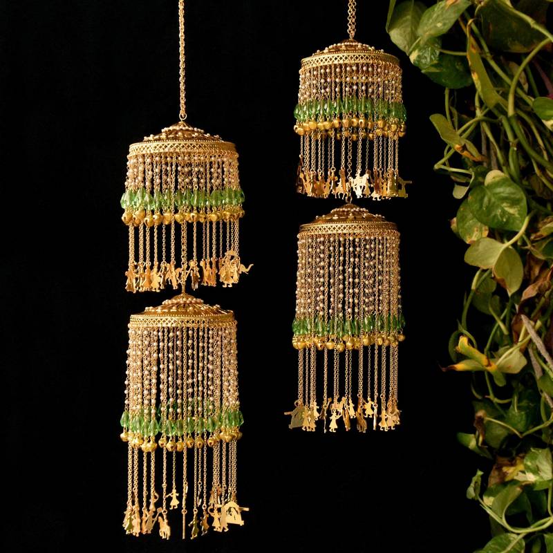 Double layer mint green stones baraat kaleera - set of 2 pieces