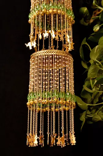Double layer mint green stones baraat kaleera - set of 2 pieces