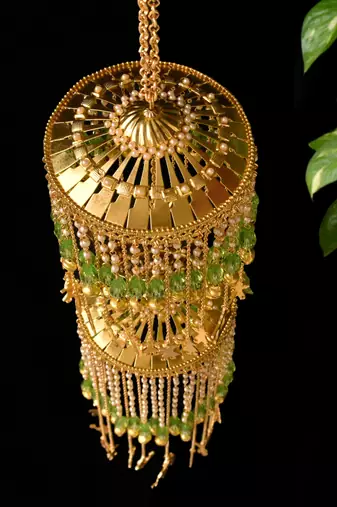 Double layer mint green stones baraat kaleera - set of 2 pieces