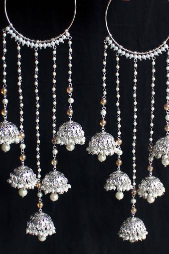 Shimmering silver ghungroo kaleere - set of 2 pieces