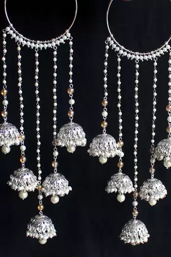 Shimmering silver ghungroo kaleere - set of 2 pieces