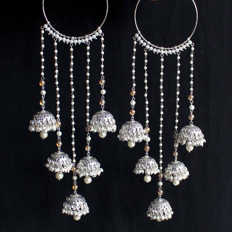 Shimmering silver ghungroo kaleere - set of 2 pieces