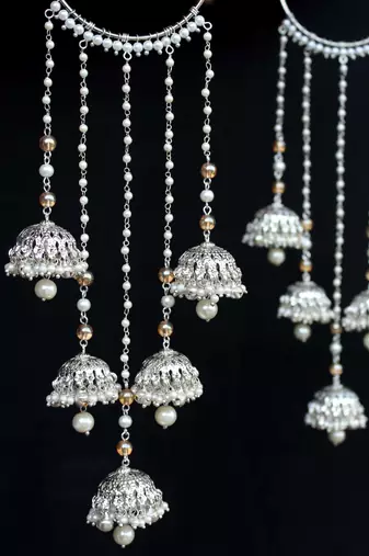 Shimmering silver ghungroo kaleere - set of 2 pieces