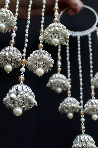 Shimmering silver ghungroo kaleere - set of 2 pieces