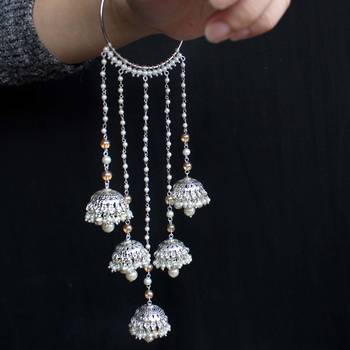 Shimmering silver ghungroo kaleere - set of 2 pieces 4