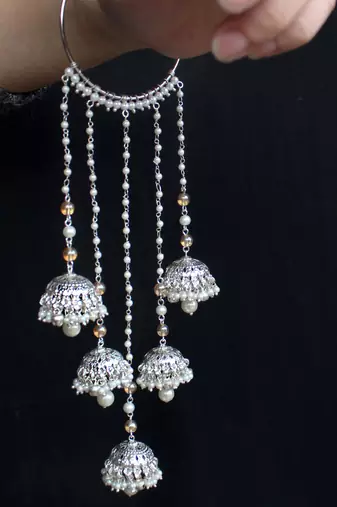 Shimmering silver ghungroo kaleere - set of 2 pieces