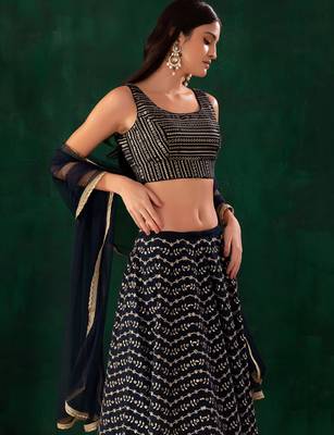 blue georgette embroidered lehenga choli with dupatta 2