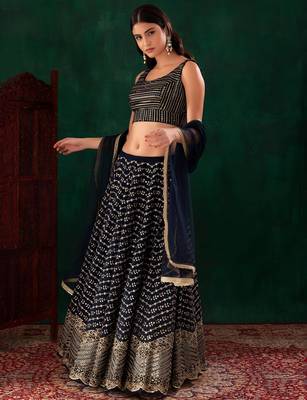 blue georgette embroidered lehenga choli with dupatta 5