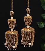 royal pearl dome bridal kaleere with multi-layer chain drapes - set of 2 pieces