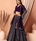 purple georgette embroidered lehenga choli with dupatta