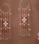 floral enamel bridal kaleere with pearl drop chains - set of 2 pieces