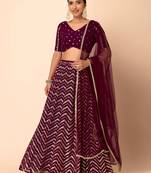 maroon georgette embroidered lehenga choli with dupatta
