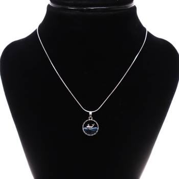 Silver whale pendant necklace for women | blue crystal ocean charm 1