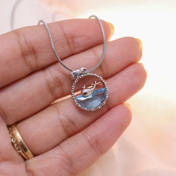 Silver whale pendant necklace for women | blue crystal ocean charm 4