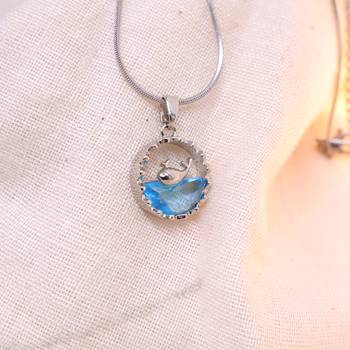Silver whale pendant necklace for women | blue crystal ocean charm 5