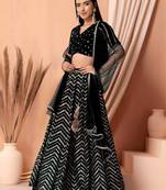 black georgette embroidered lehenga choli with dupatta