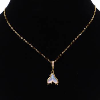 Gold heart opal pendant necklace for women | elegant chain 1