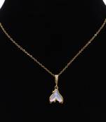 Gold heart opal pendant necklace for women | elegant chain